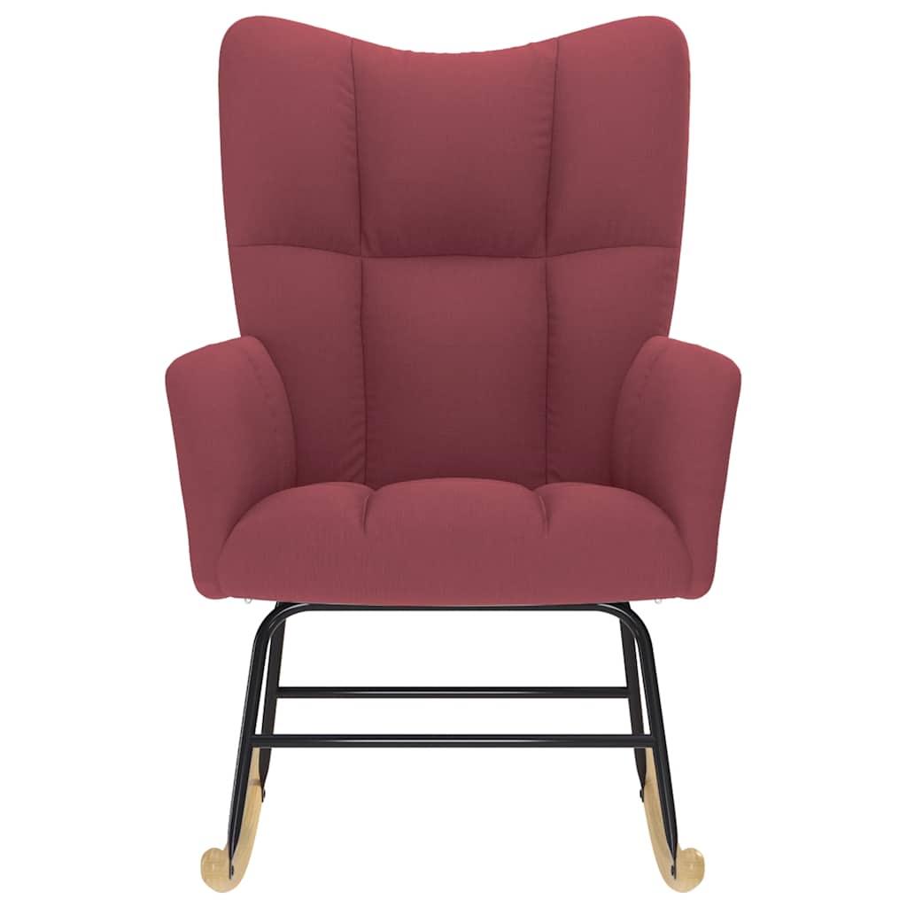 Silla mecedora de tela rojo vino tinto