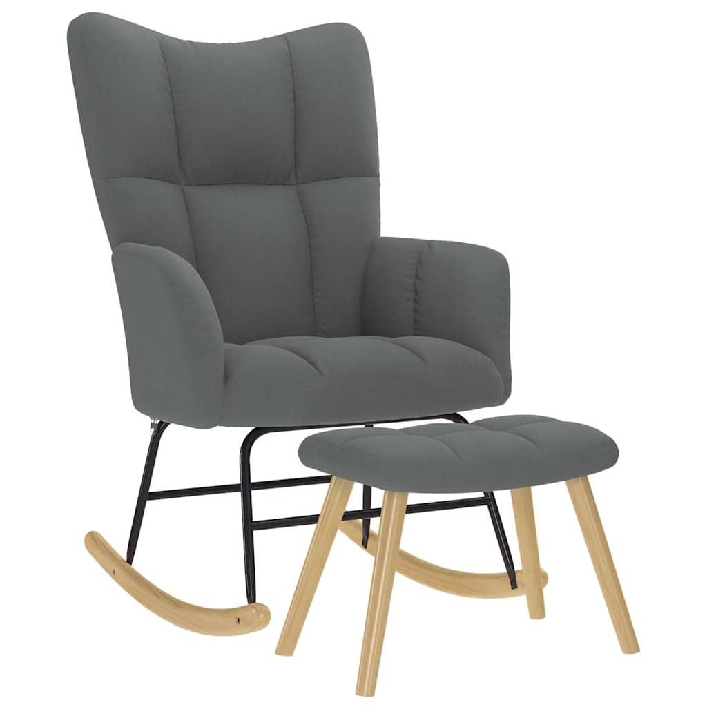Sillón mecedora con taburete tela amarillo mostaza