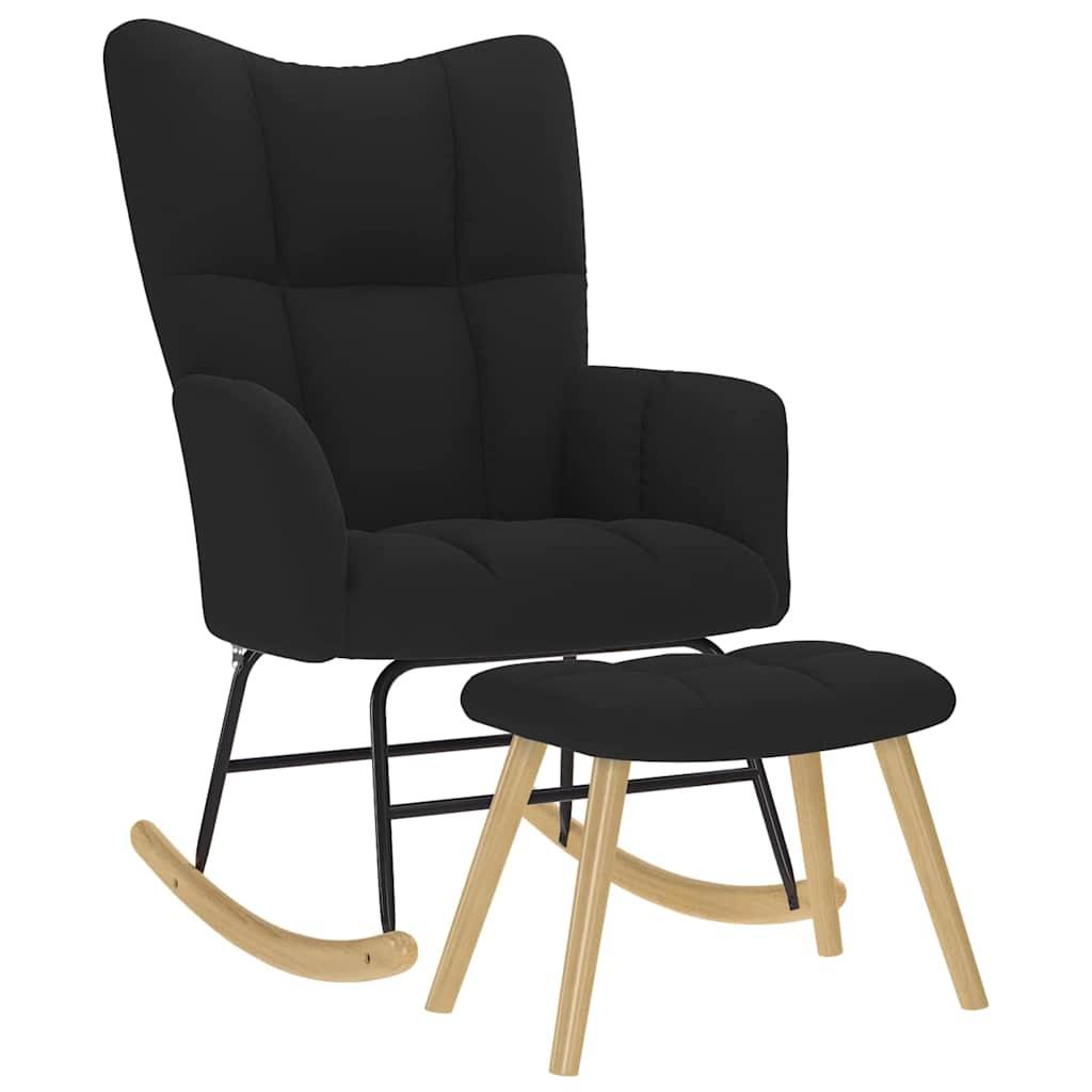 Sillón mecedora con taburete tela amarillo mostaza