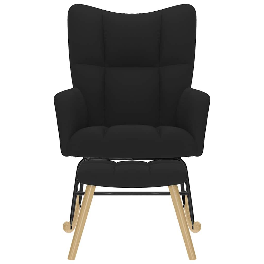 Sillón mecedora con taburete tela amarillo mostaza