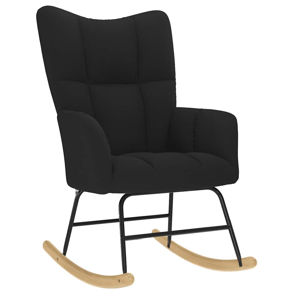 Sillón mecedora con taburete tela amarillo mostaza