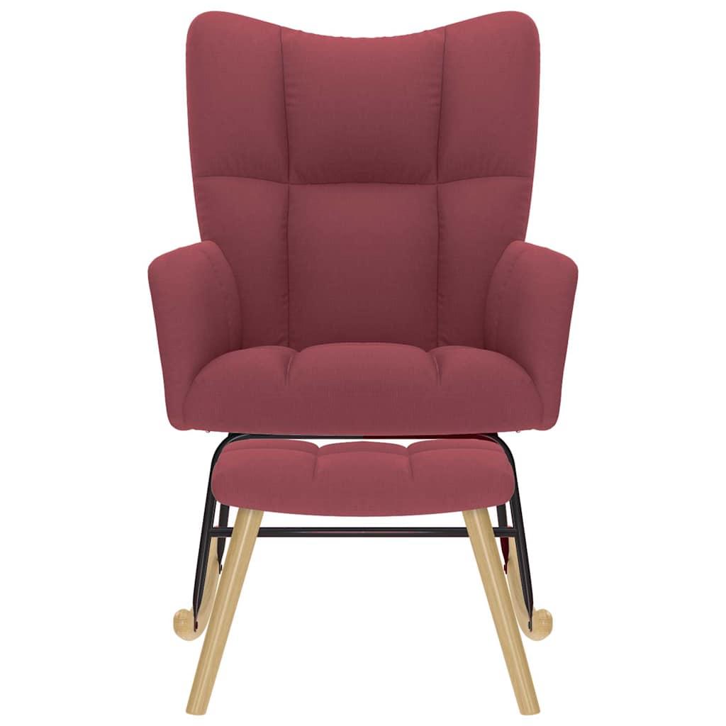 Sillón mecedora con taburete tela rojo tinto
