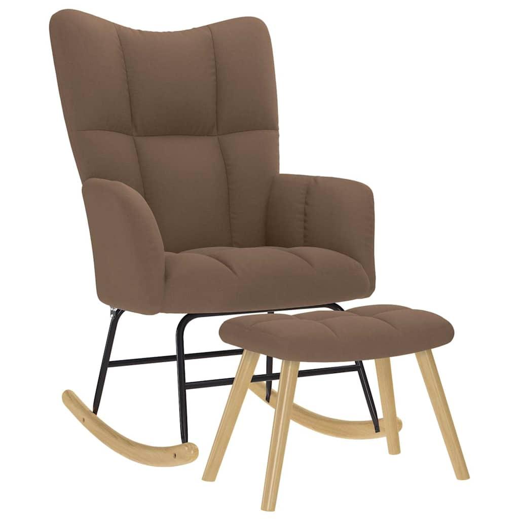 Sillón mecedora con taburete tela amarillo mostaza