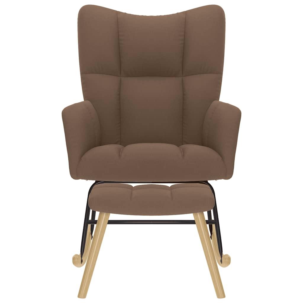 Sillón mecedora con taburete tela amarillo mostaza