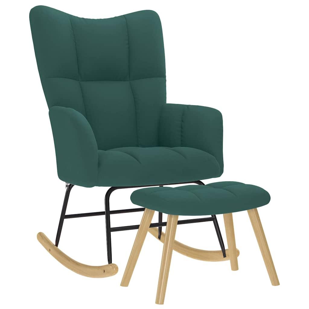 Sillón mecedora con taburete tela amarillo mostaza