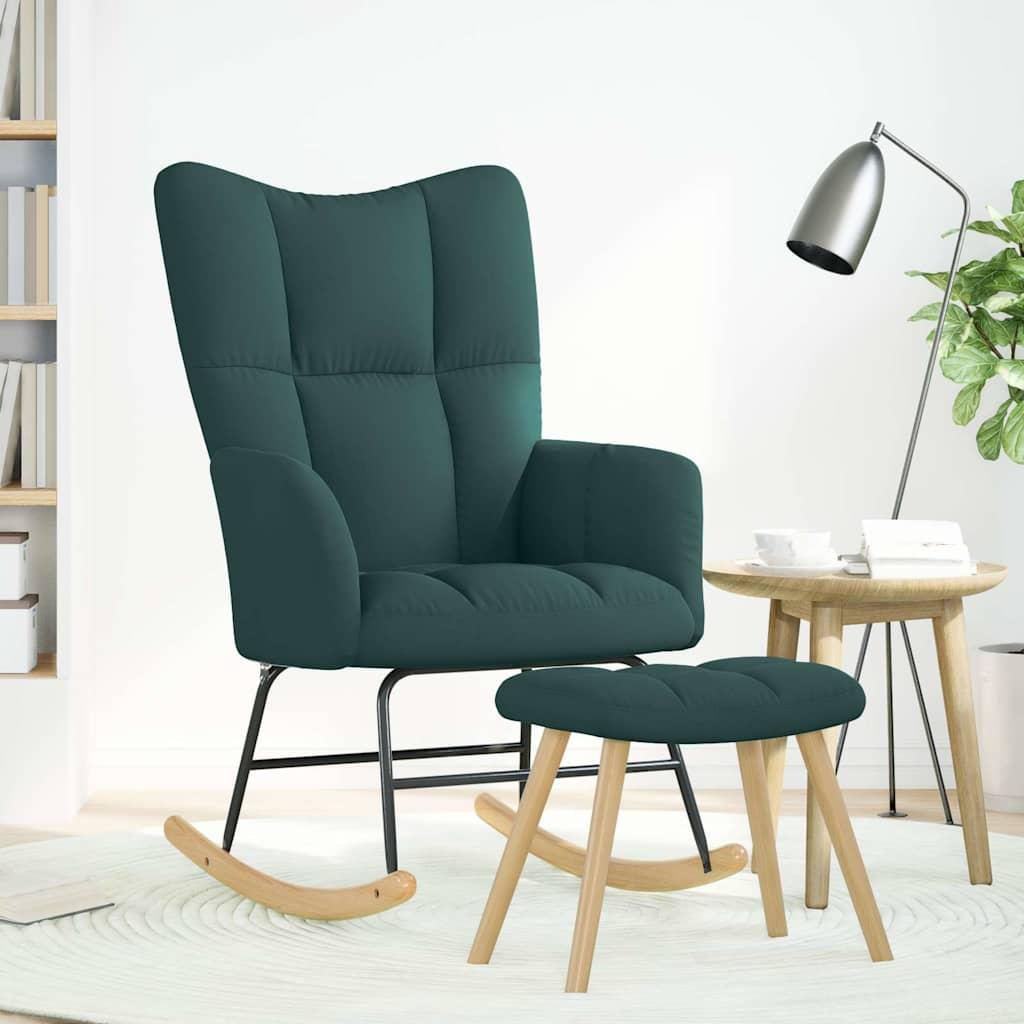 Sillón mecedora con taburete tela amarillo mostaza