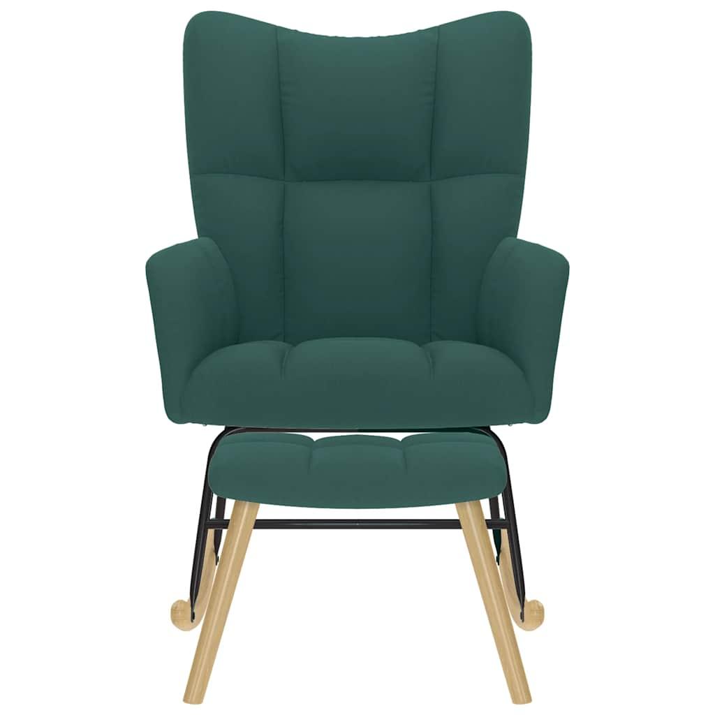Sillón mecedora con taburete tela amarillo mostaza