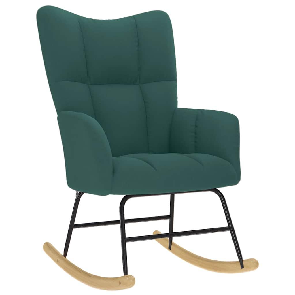 Sillón mecedora con taburete tela amarillo mostaza