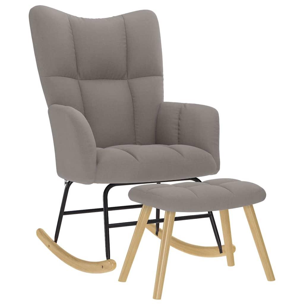 Sillón mecedora con taburete tela amarillo mostaza