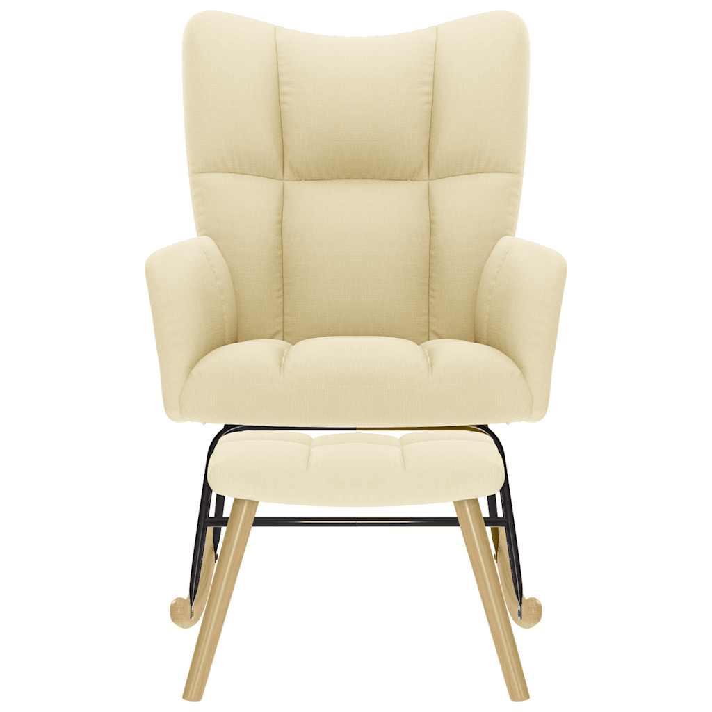 Sillón mecedora con taburete tela amarillo mostaza