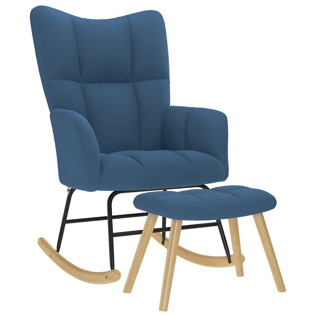 Sillón mecedora con taburete tela amarillo mostaza