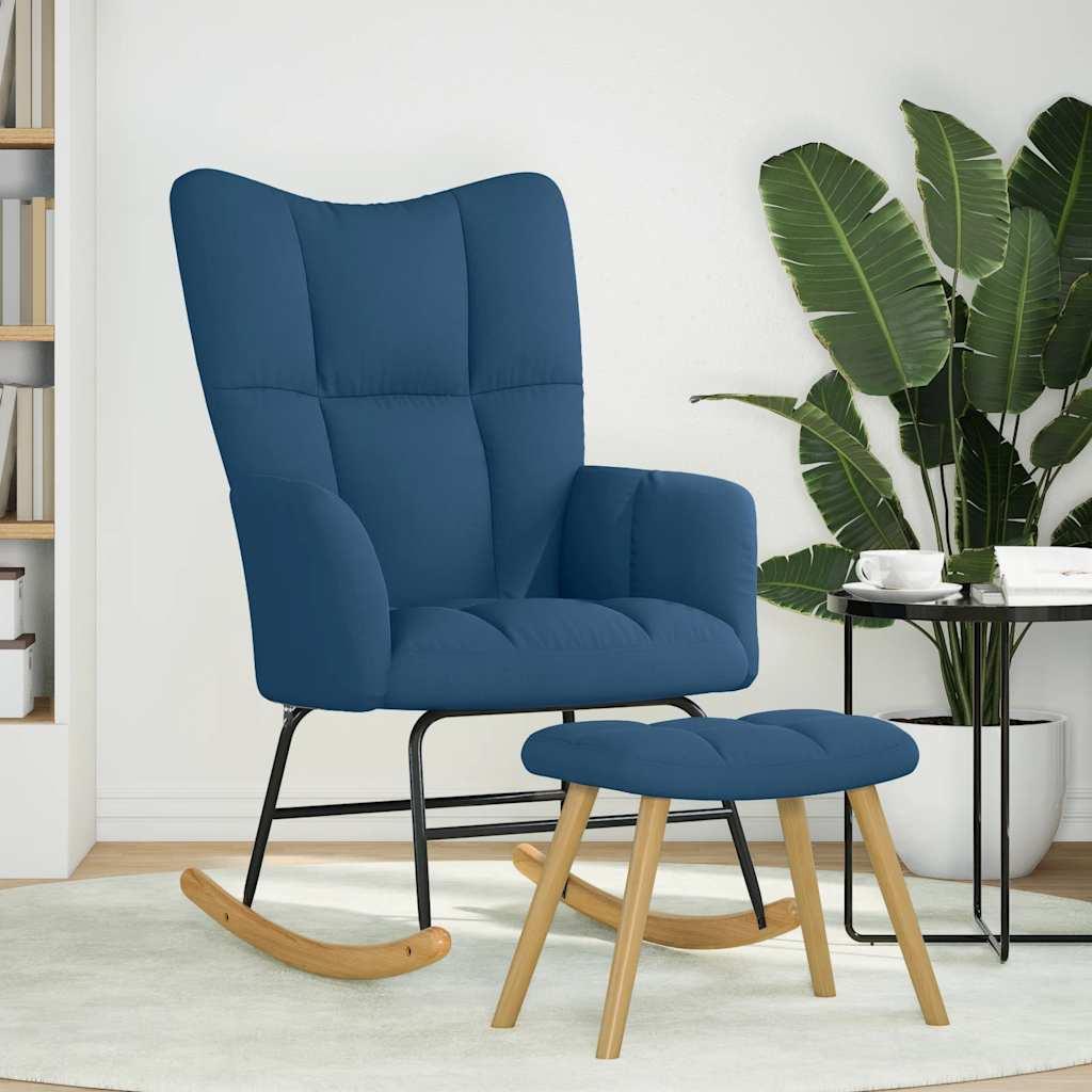 Sillón mecedora con taburete tela amarillo mostaza
