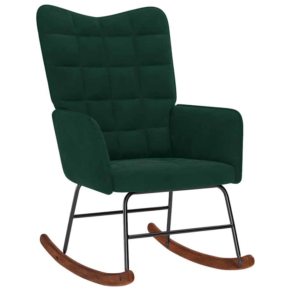 Mecedora con taburete de terciopelo verde oscuro