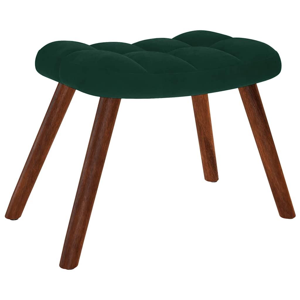 Mecedora con taburete de terciopelo verde oscuro
