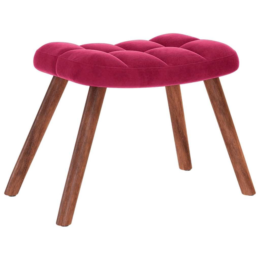 Mecedora con taburete de terciopelo rojo vino