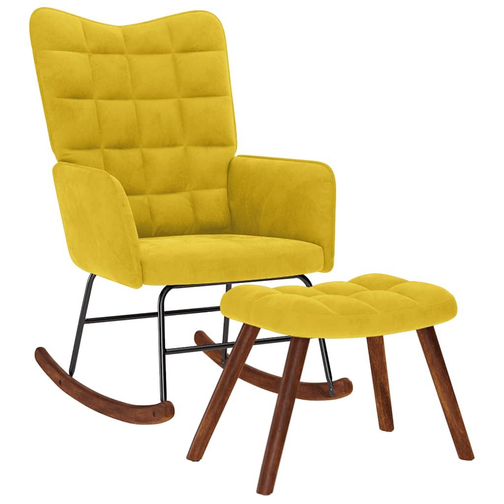 Mecedora con taburete de terciopelo verde oscuro
