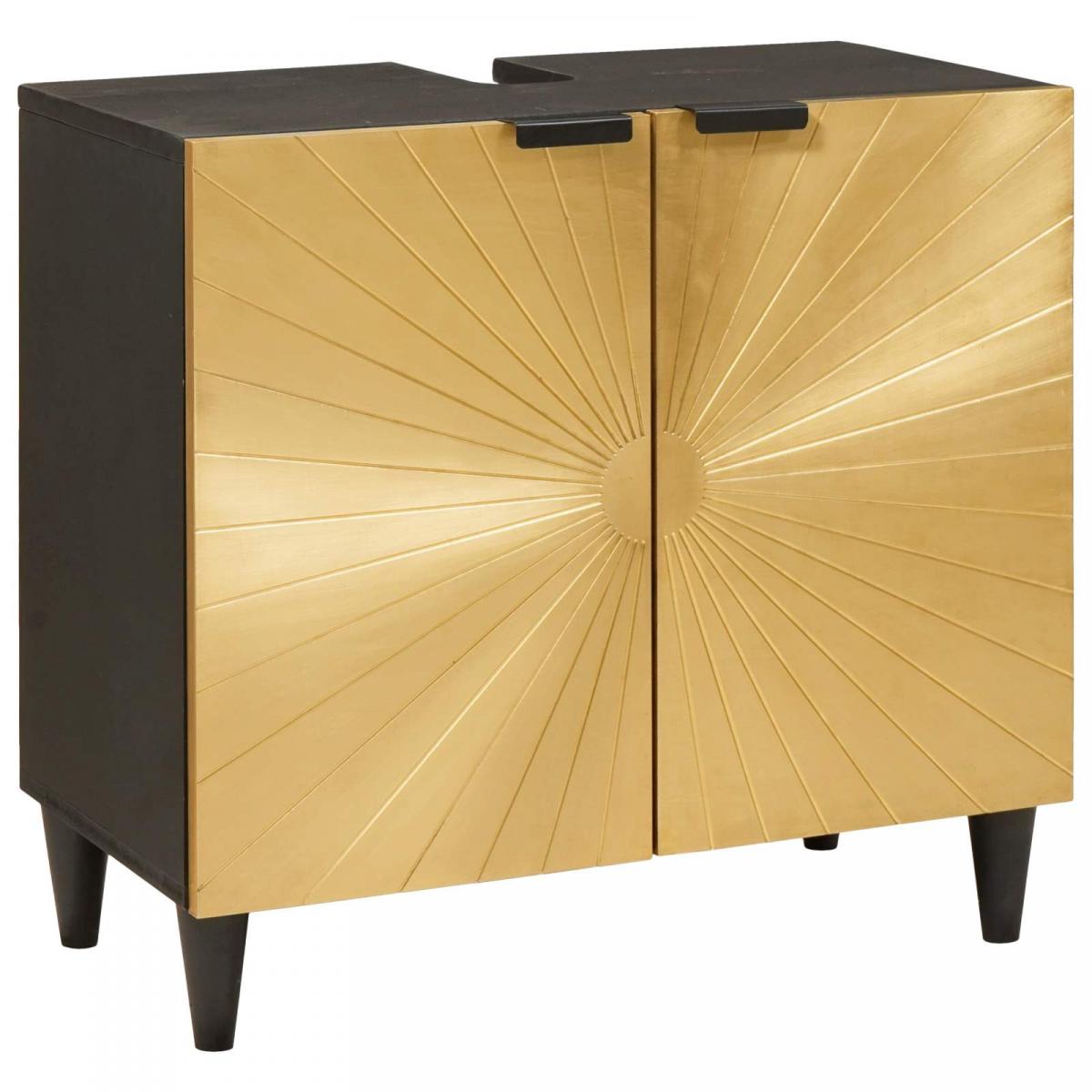 Mueble de lavabo con estante Negro y dorado 62 x 33 x 58 cm