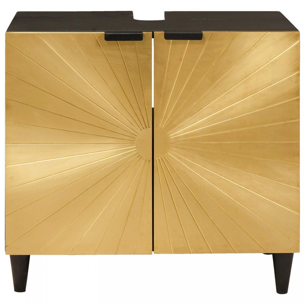 Mueble de lavabo con estante Negro y dorado 62 x 33 x 58 cm
