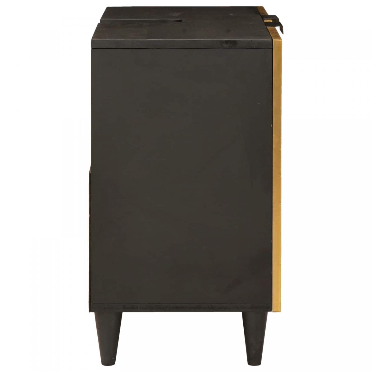 Mueble de lavabo con estante Negro y dorado 62 x 33 x 58 cm