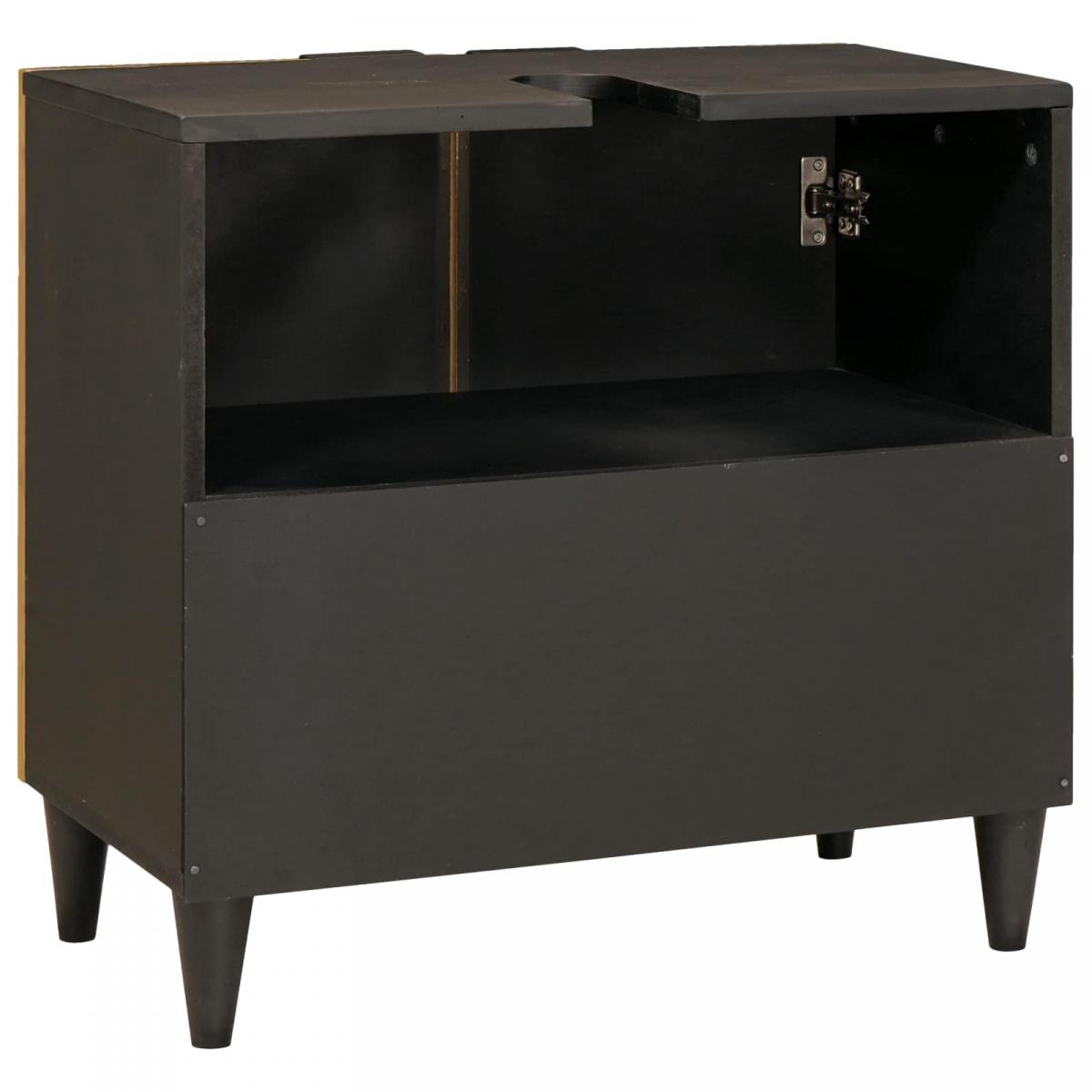 Mueble de lavabo con estante Negro y dorado 62 x 33 x 58 cm