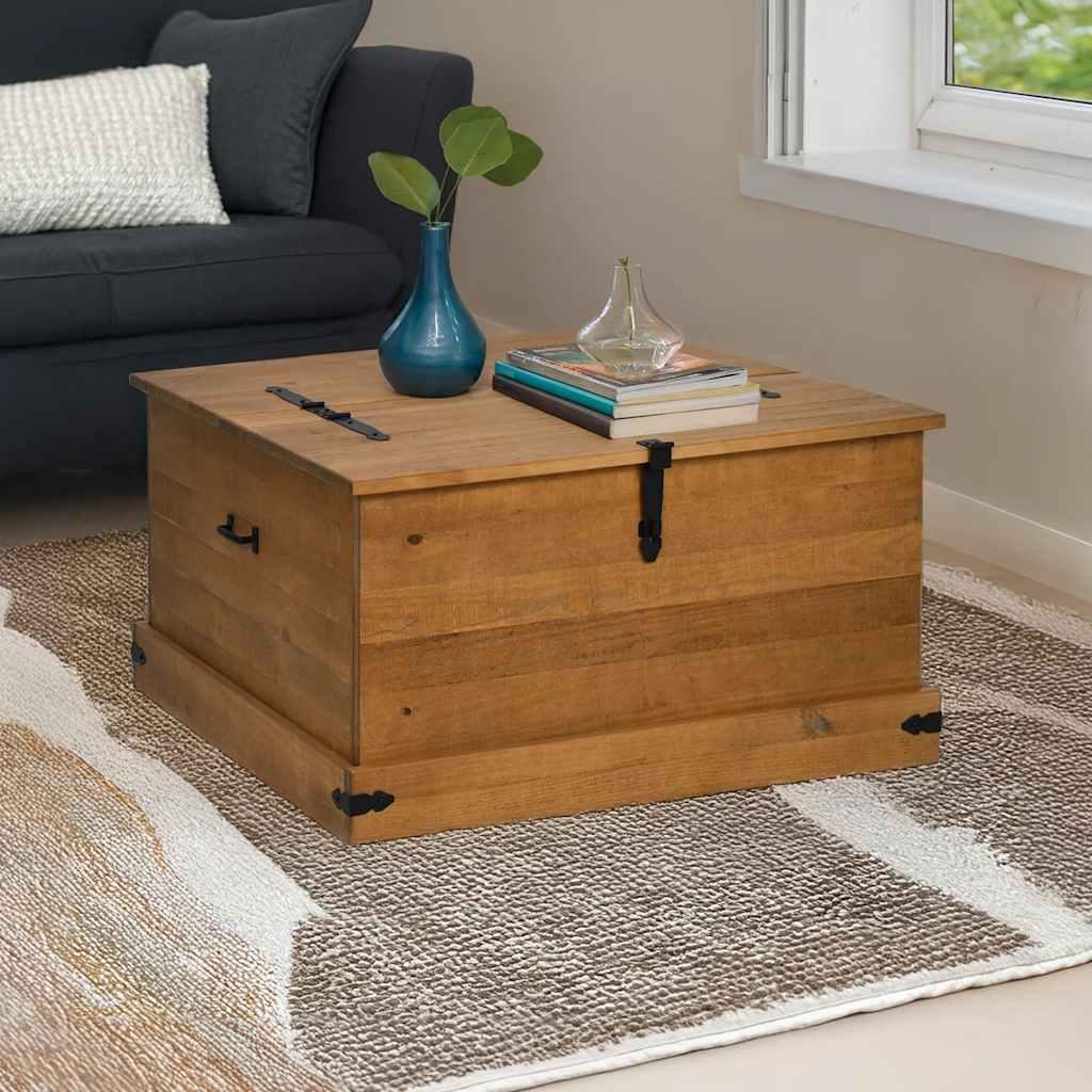 Baúl de almacenamiento HALDEN blanco 91x91x47 cm madera maciza