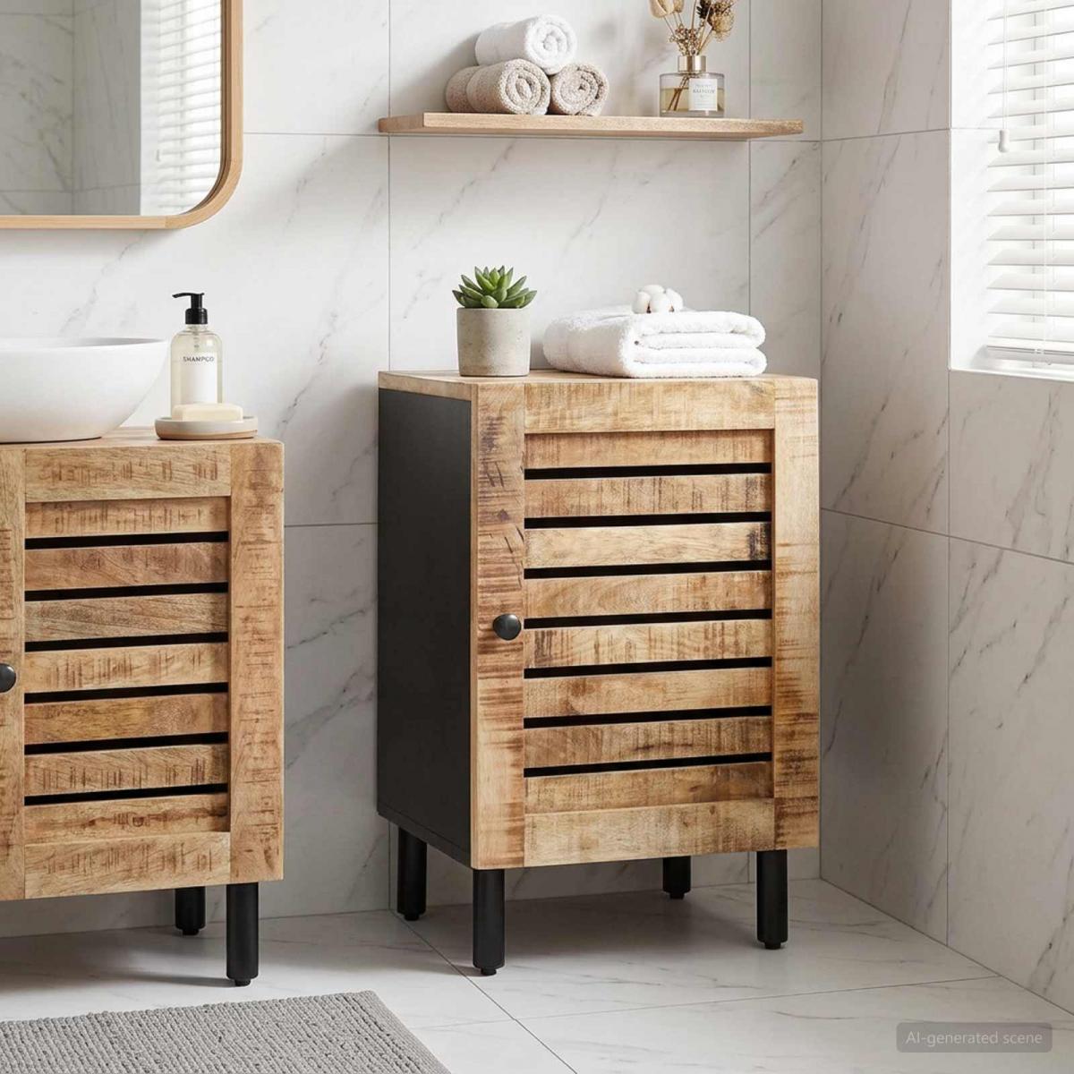 Mueble de Cuarto de Baño Marrón y Negro 38 x 33,5 x 58 cm