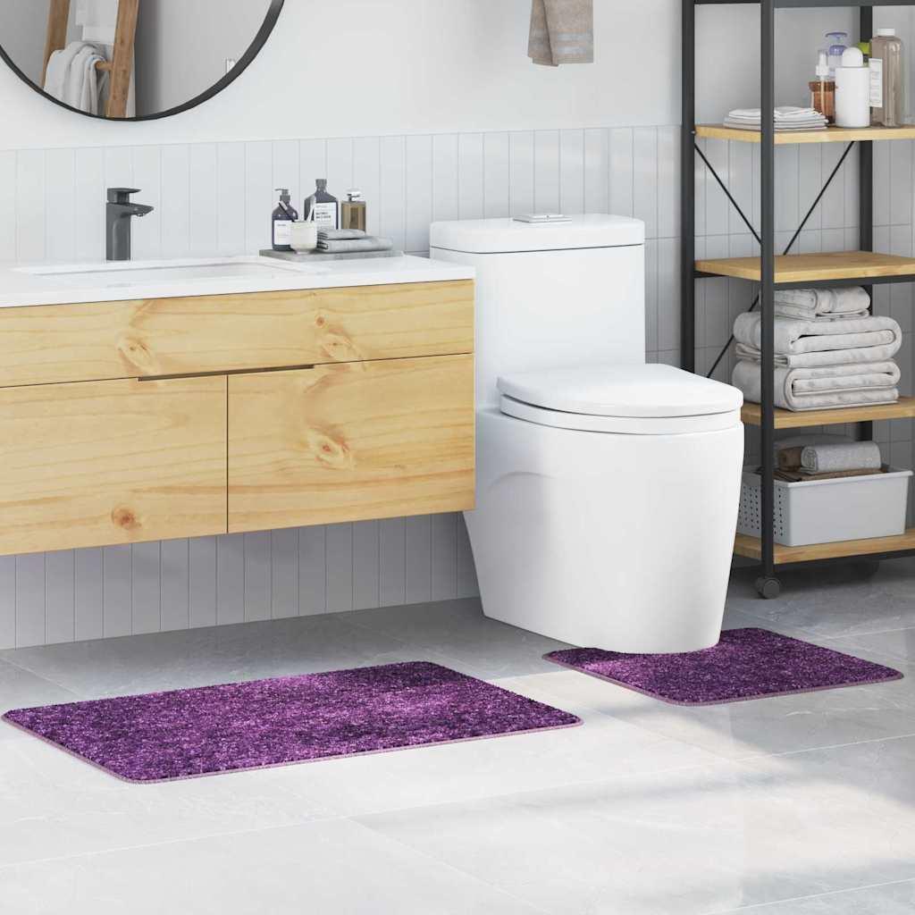 Conjunto de alfombra de baño antideslizante 2 uds. Morado PP