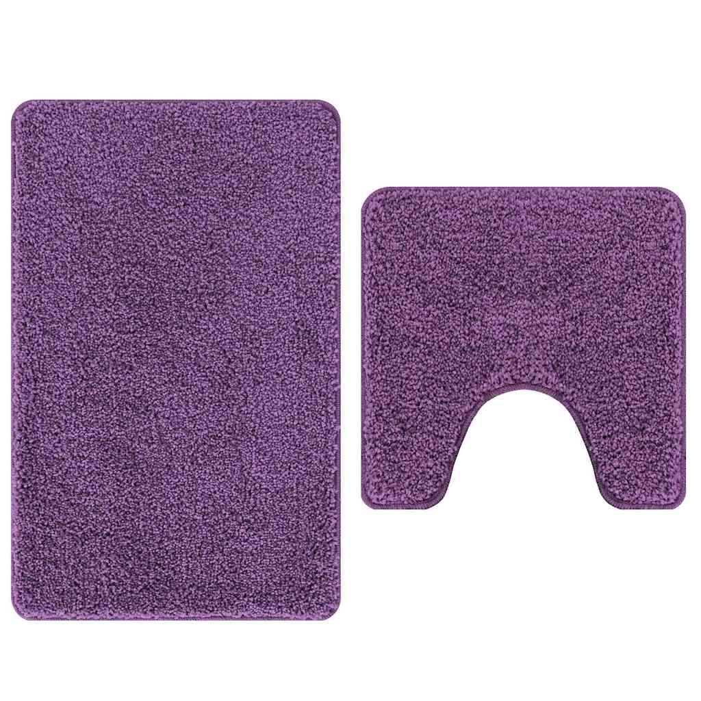 Conjunto de alfombra de baño antideslizante 2 uds. Morado PP