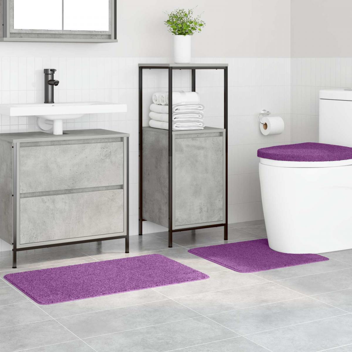Conjunto de alfombra de baño antideslizante 3 uds. Morado PP