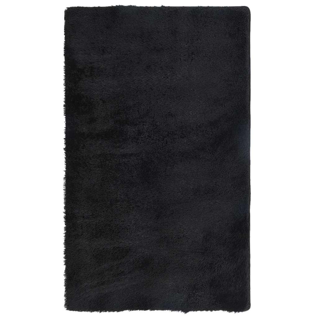 Alfombra de pelo largo NAVARRA negra de 60x100 cm, poliéster