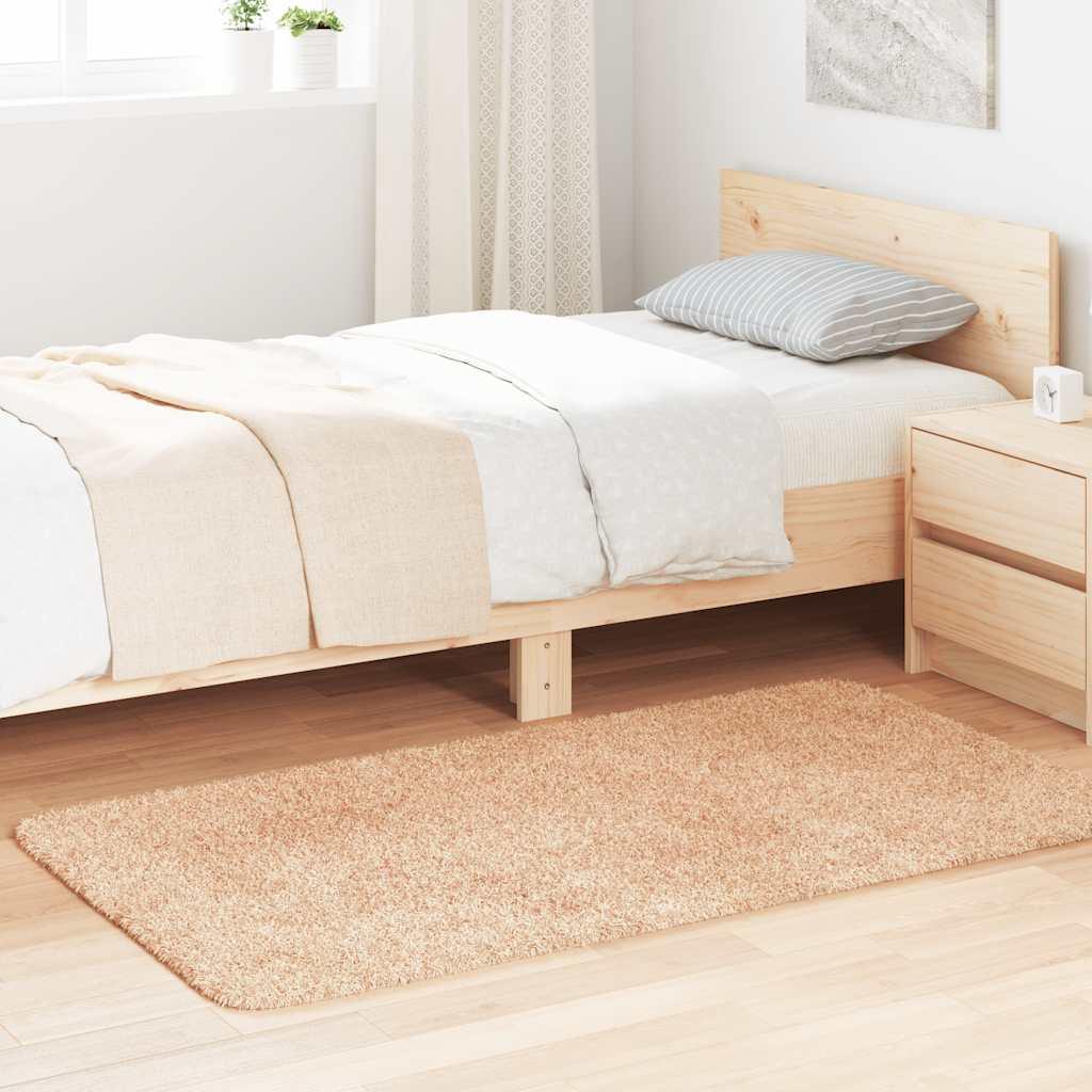 Alfombra peluda de pelo largo NAVARRA beige 80x150 cm Poliéster