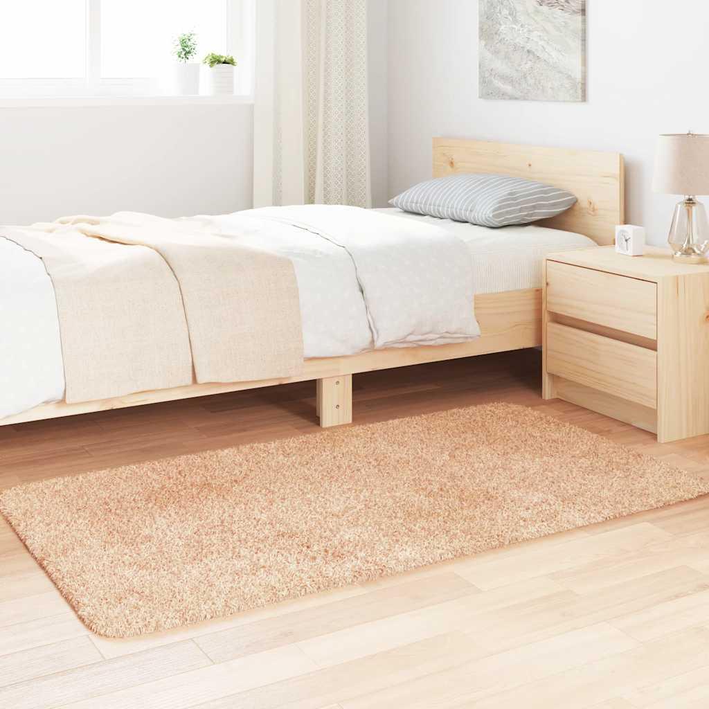 Alfombra peluda de pelo largo NAVARRA beige 80x150 cm Poliéster