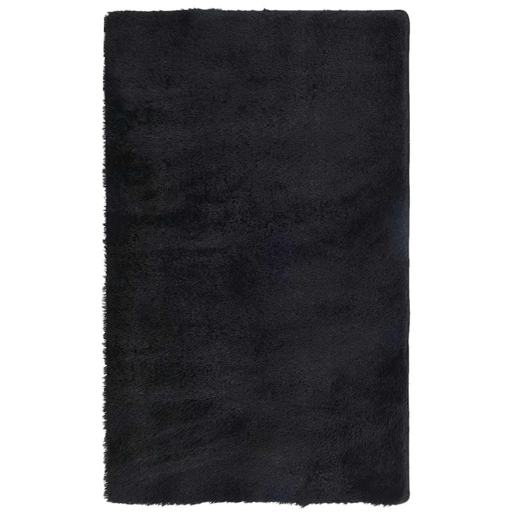 Alfombra peluda de pelo largo NAVARRA negra 80x150 cm poliéster