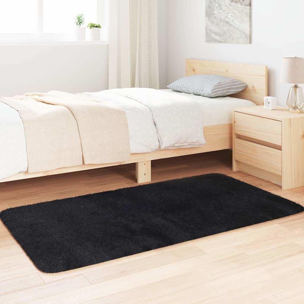 Alfombra peluda de pelo largo NAVARRA negra 80x150 cm poliéster