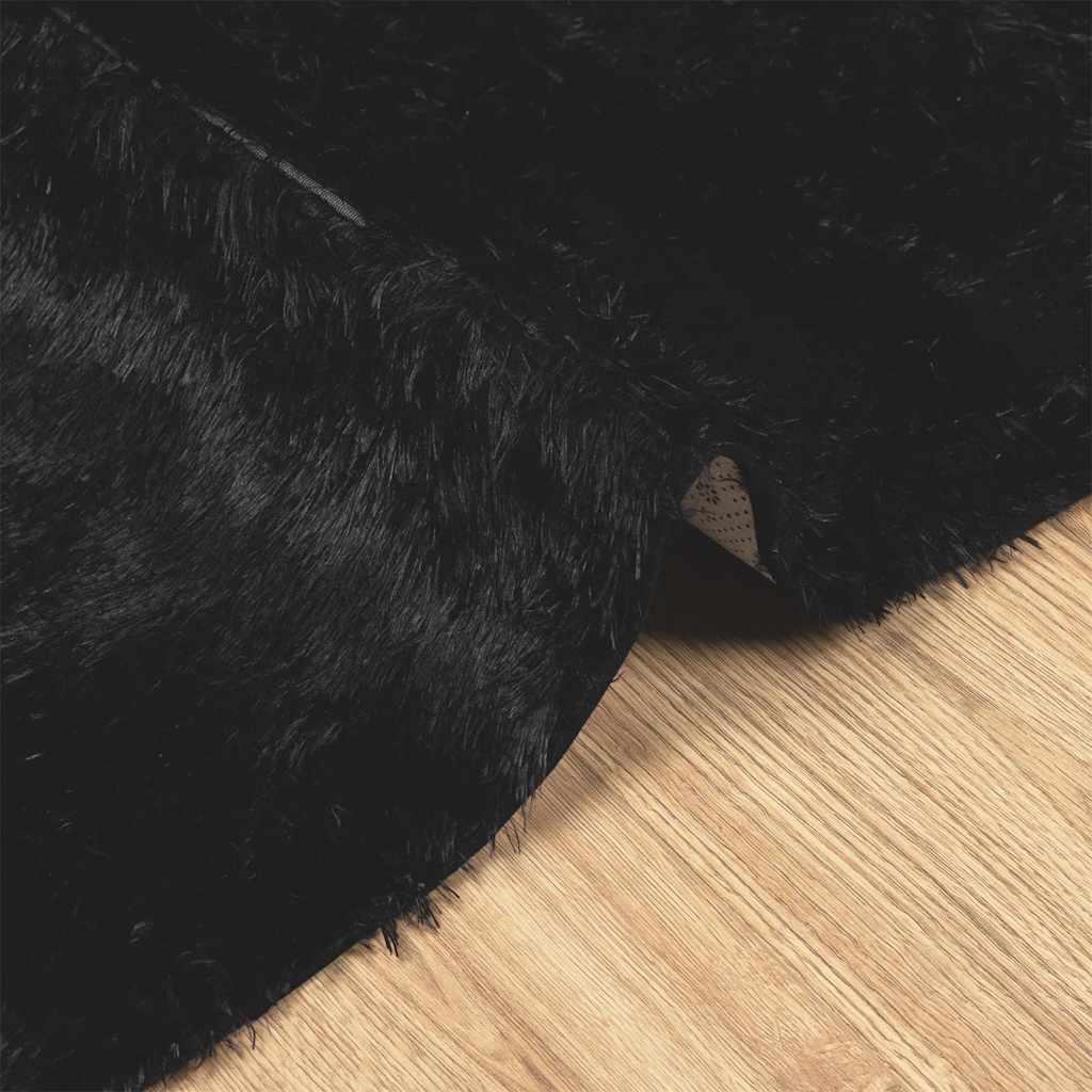 Alfombra peluda de pelo largo NAVARRA negra 80x150 cm poliéster
