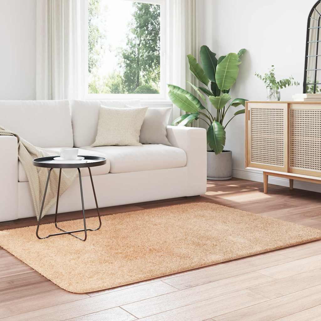 Alfombra peluda de pelo largo NAVARRA beige 120x170cm Poliéster