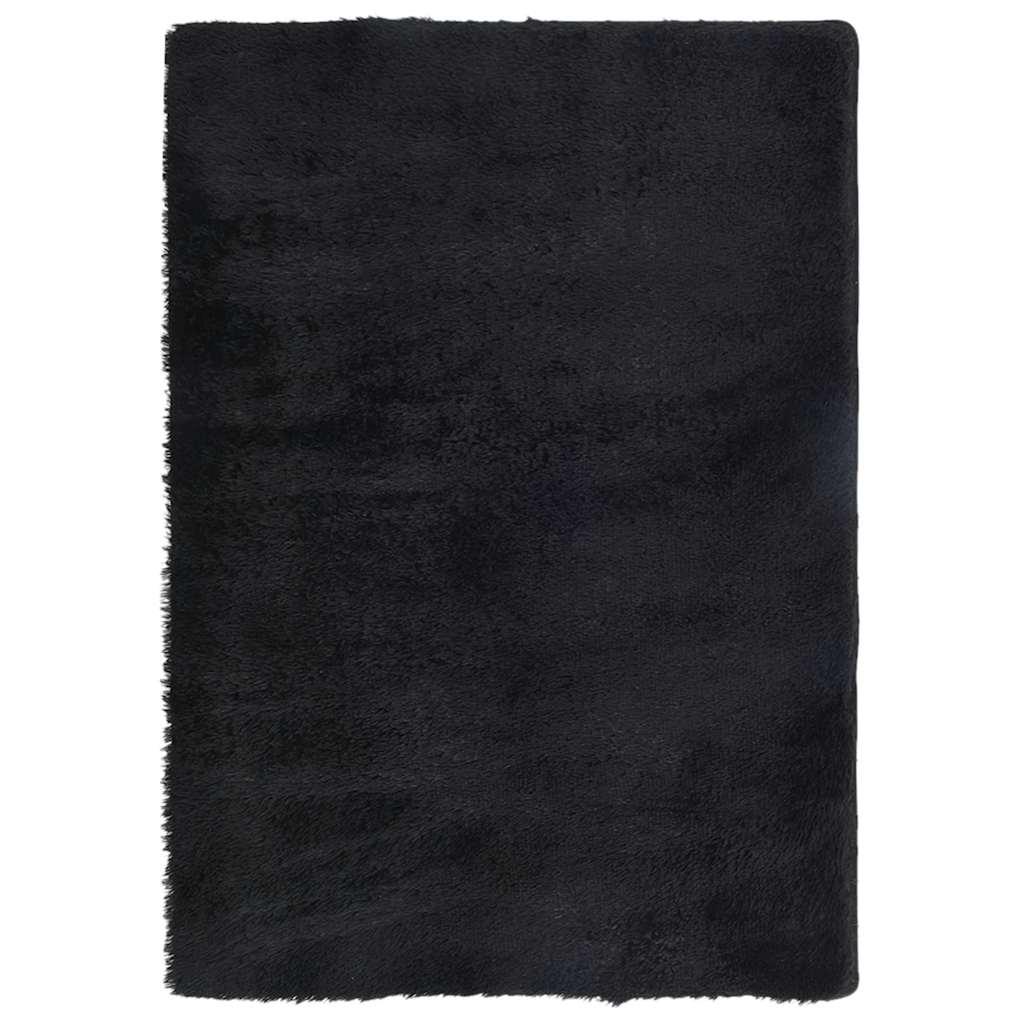 Alfombra peluda de pelo largo NAVARRA negra poliéster