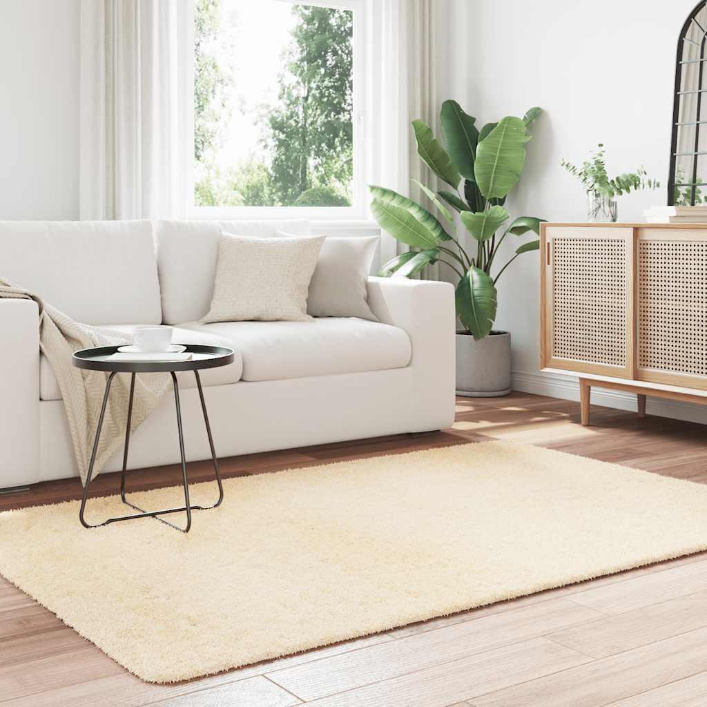 Alfombra peluda de pelo largo NAVARRA crema 130x200cm poliéster