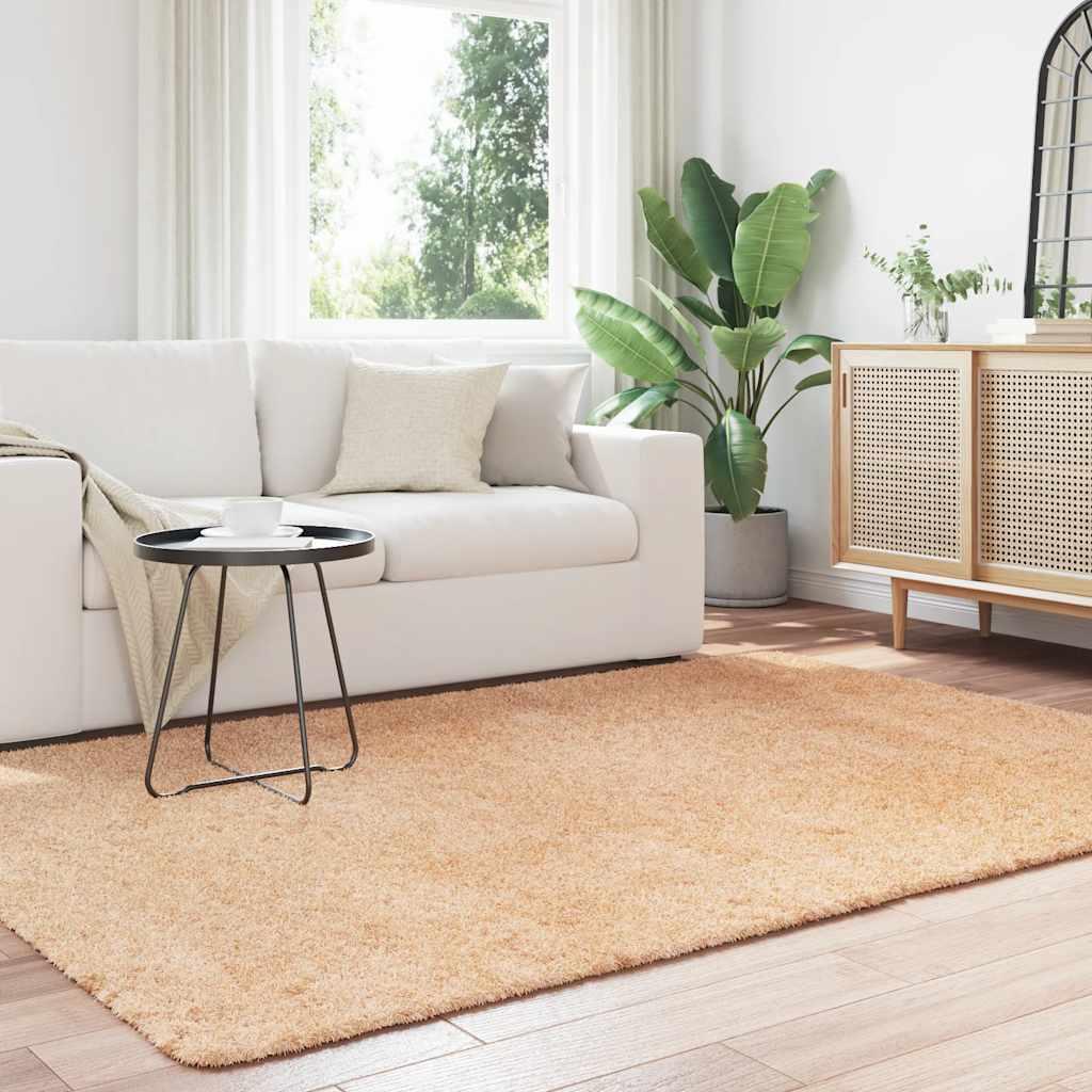 Alfombra peluda de pelo largo NAVARRA beige 120x170cm Poliéster