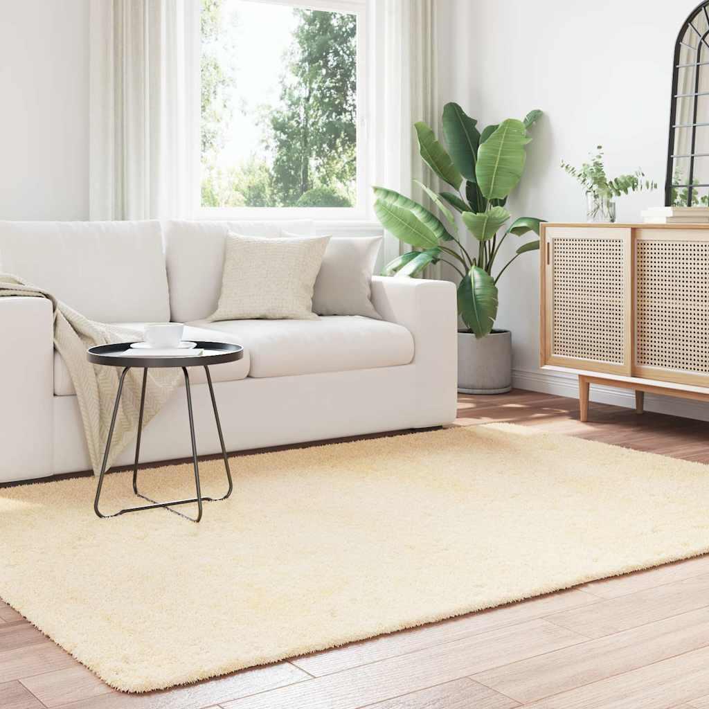 Alfombra peluda de pelo largo NAVARRA crema 130x200cm poliéster