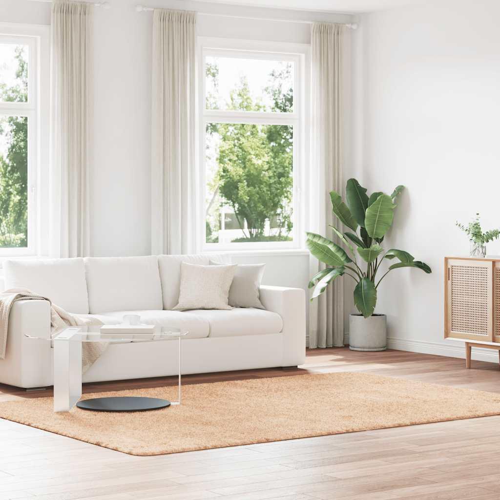 Alfombra peluda de pelo largo NAVARRA beige 80x150 cm Poliéster