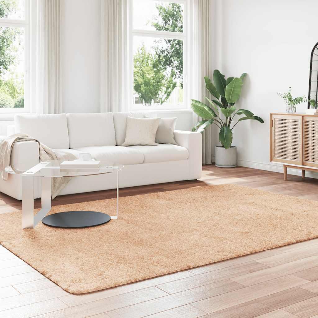 Alfombra peluda de pelo largo NAVARRA beige 80x150 cm Poliéster
