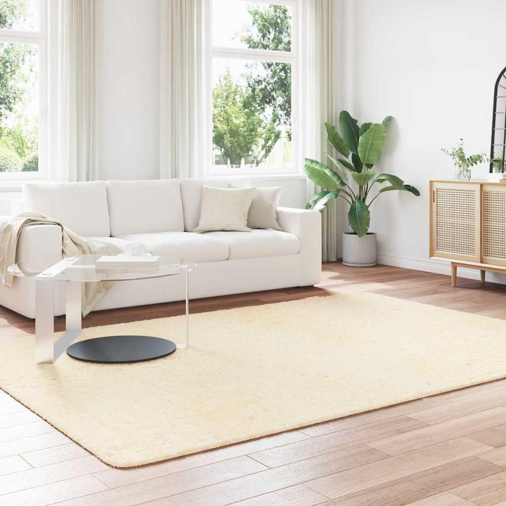 Alfombra peluda de pelo largo NAVARRA crema 130x200cm poliéster