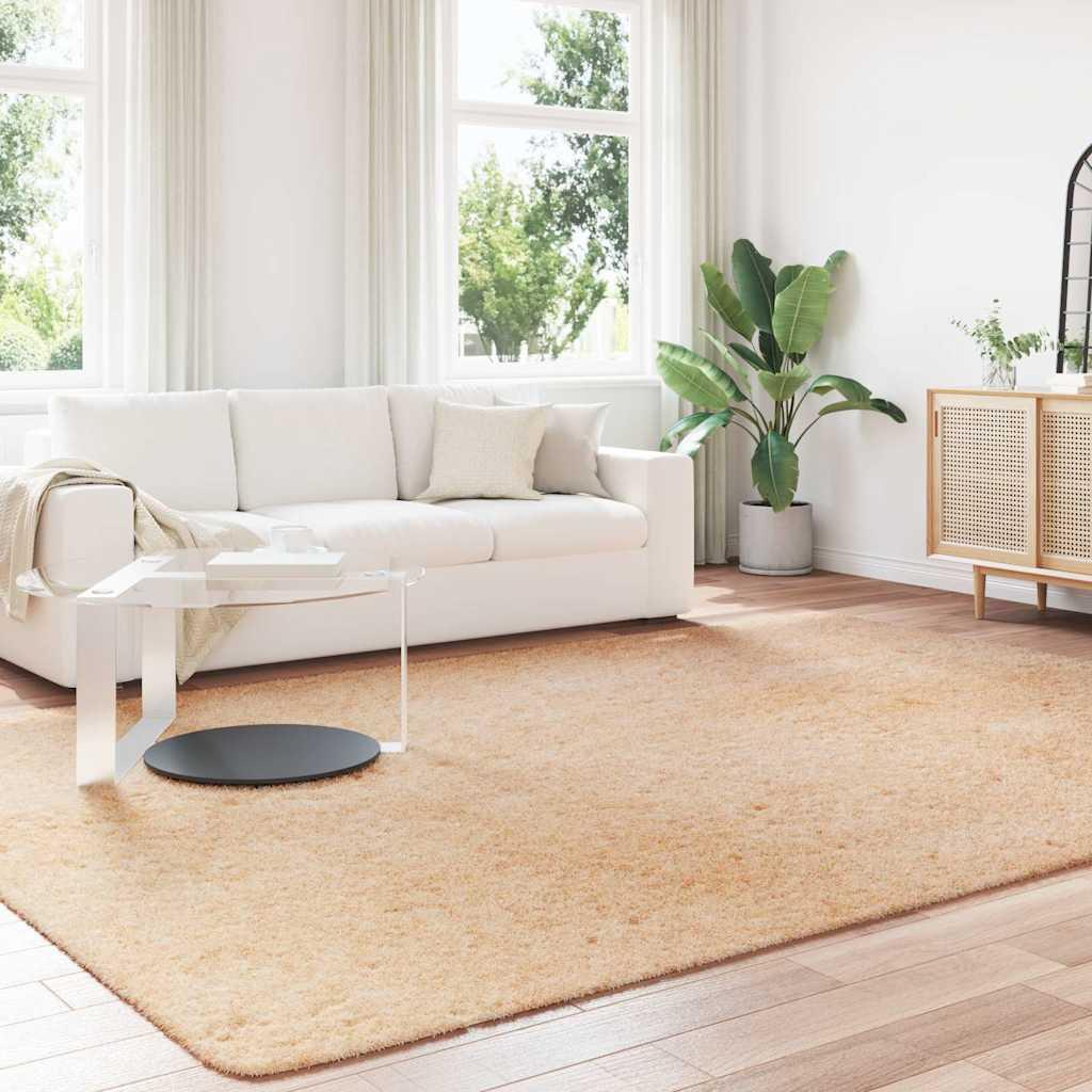 Alfombra peluda de pelo largo NAVARRA beige 120x170cm Poliéster
