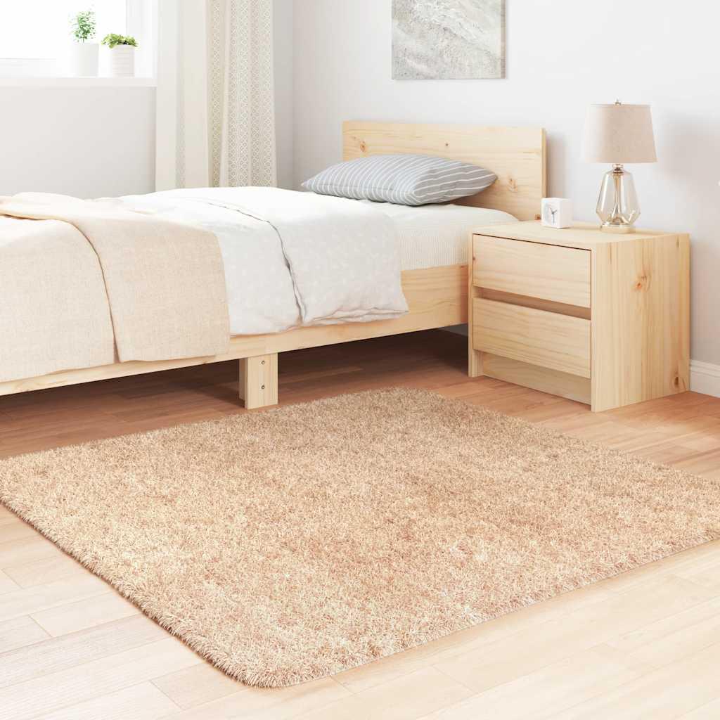 Alfombra peluda de pelo largo NAVARRA beige 120x170cm Poliéster
