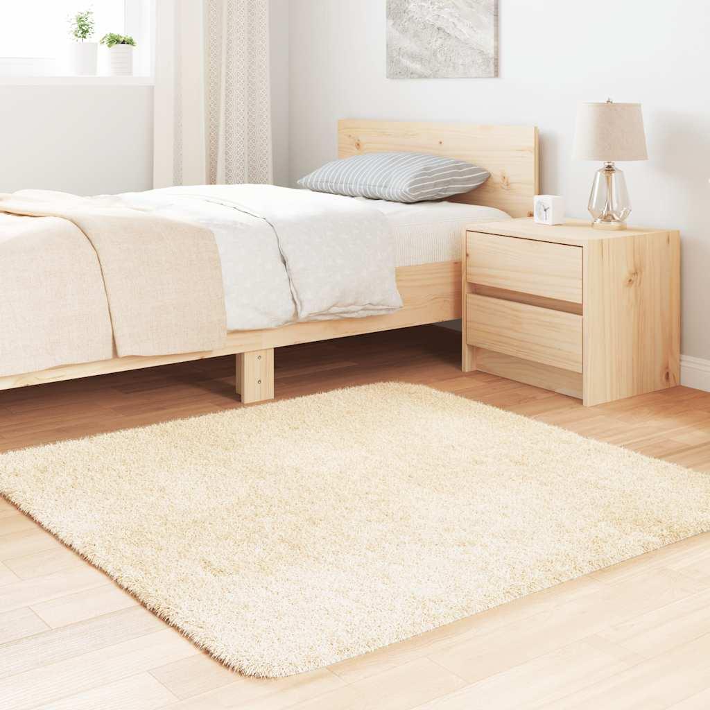Alfombra peluda de pelo largo NAVARRA beige 120x170cm Poliéster
