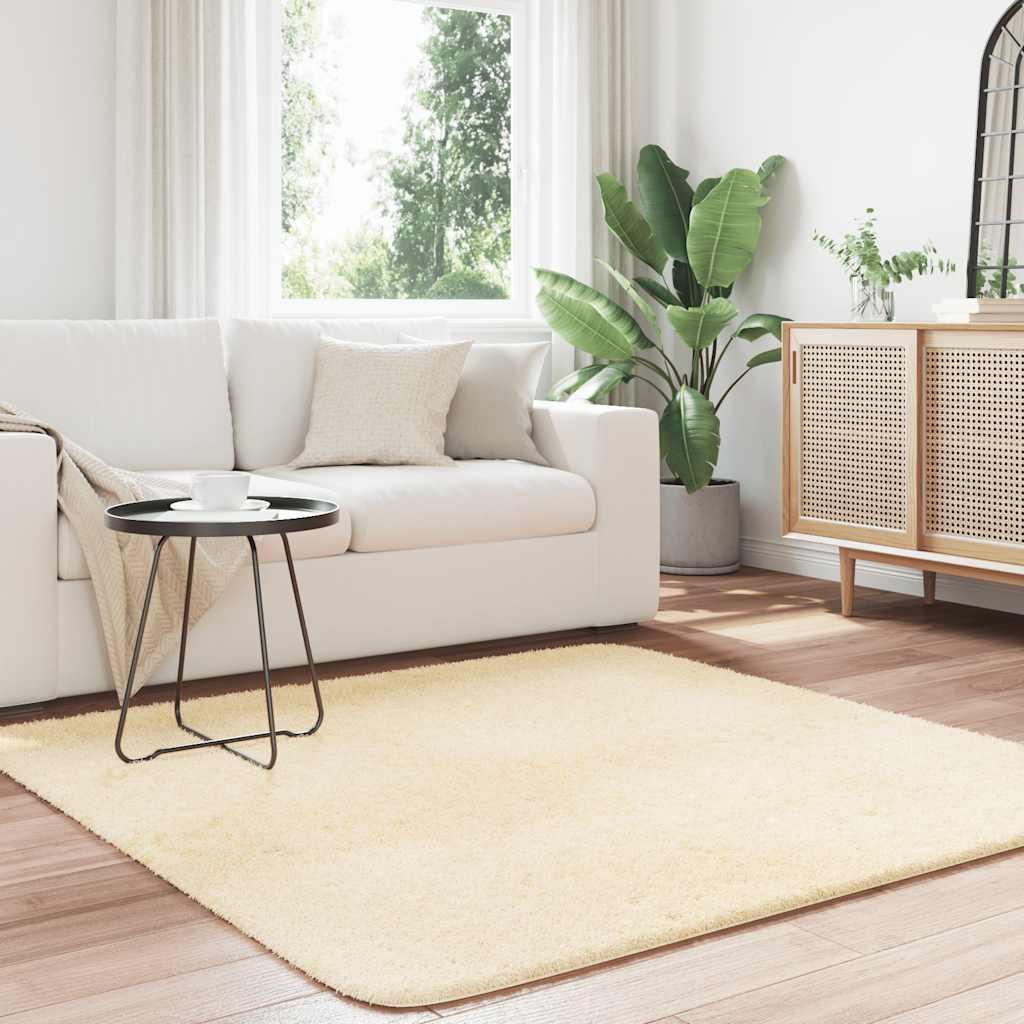 Alfombra peluda de pelo largo NAVARRA beige 80x150 cm Poliéster