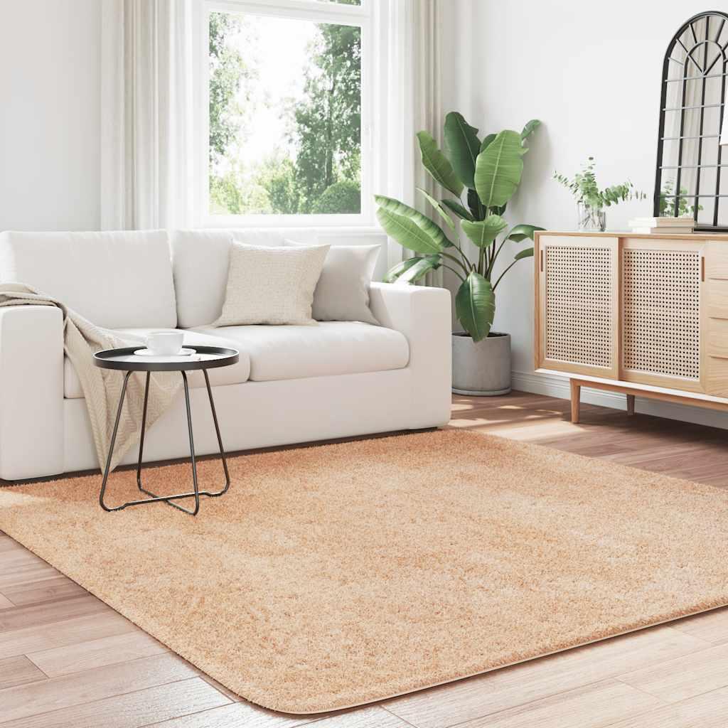 Alfombra peluda de pelo largo NAVARRA beige 80x150 cm Poliéster