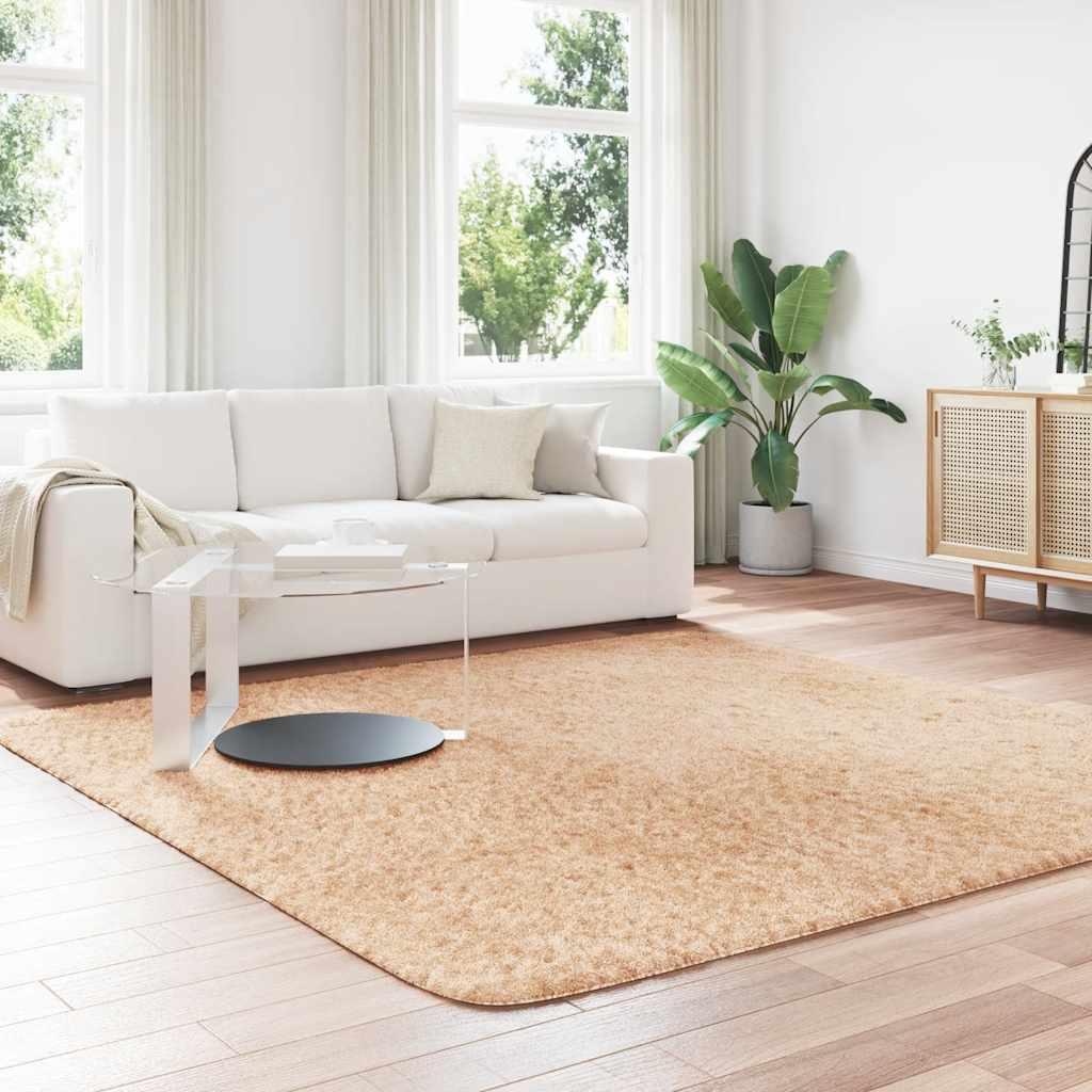 Alfombra peluda de pelo largo NAVARRA beige 80x150 cm Poliéster