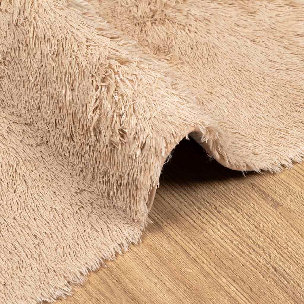 Alfombra peluda de pelo largo NAVARRA beige 80x150 cm Poliéster